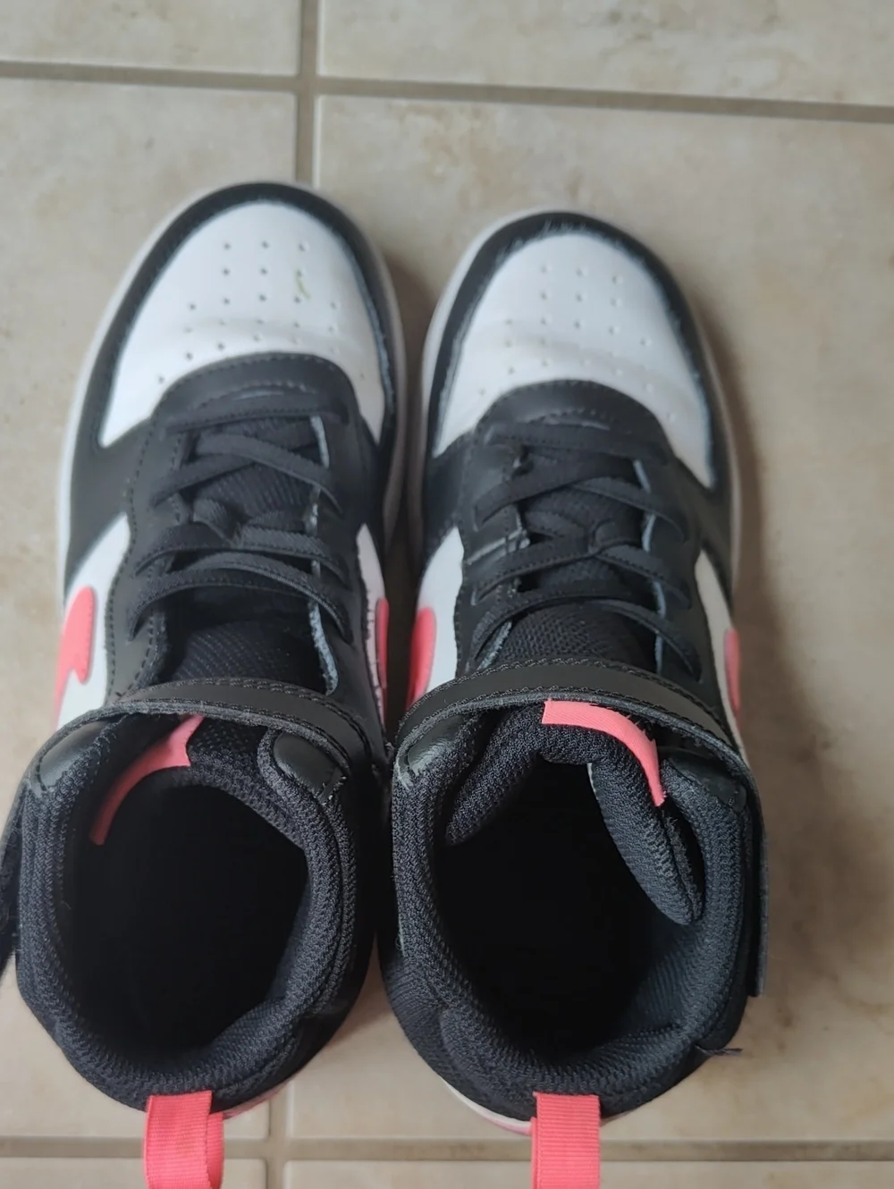 Nike Black, White & Pink Mid-Top Sneakers